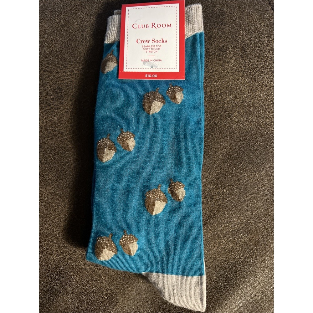 Club Room Men's Novelty Holiday Crew Socks One Size Acorn Print